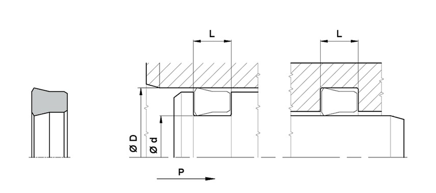 Disegno tecnico ATB Guarnizione compatta per Stelo e Pistone